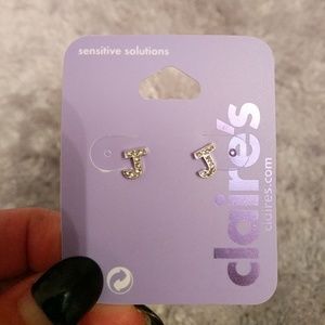 Claire's "J" initial earrings